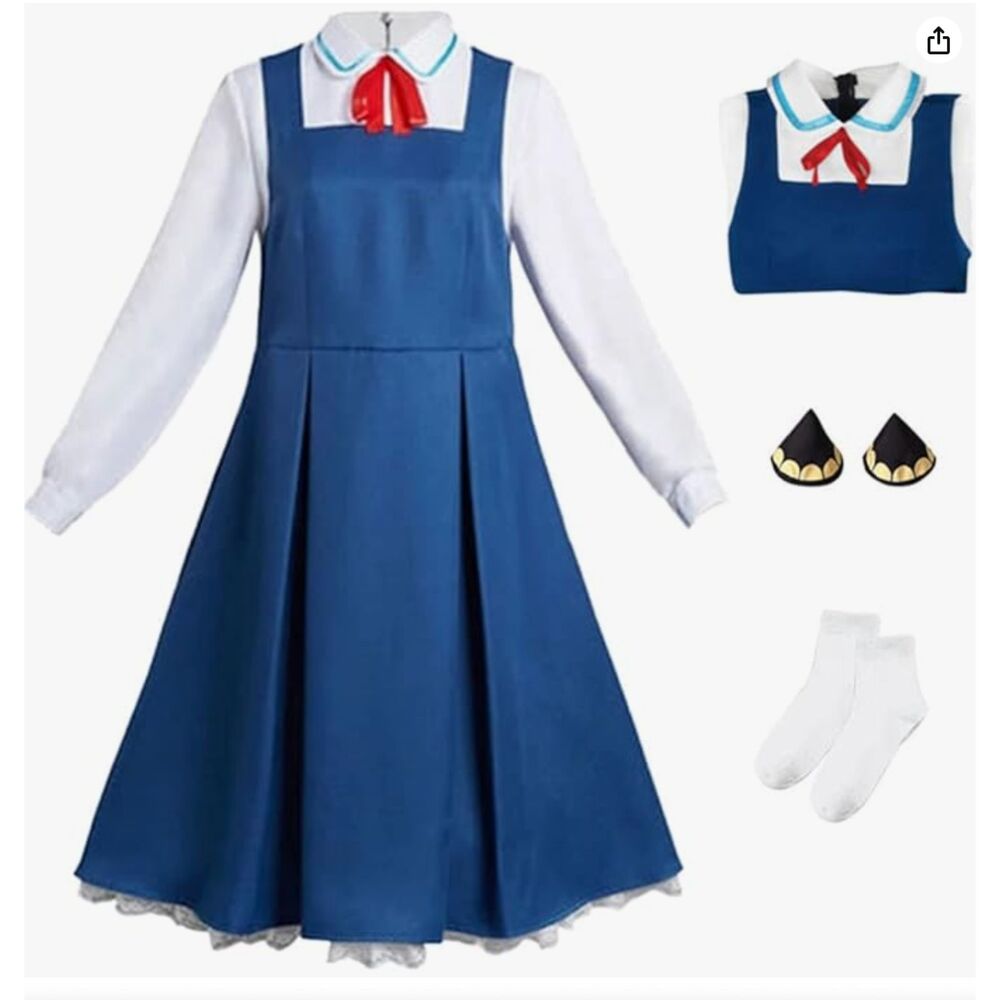 COLSA Women AnyaForger Costume Dress Anime Missing Head piece (black/yellow)